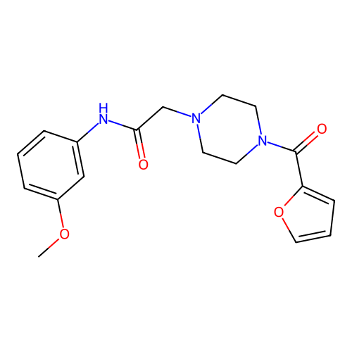 2-[4-(furan-2-carbonyl)piperazin-1-yl]-N-(3-methoxyphenyl)acetamide structure
