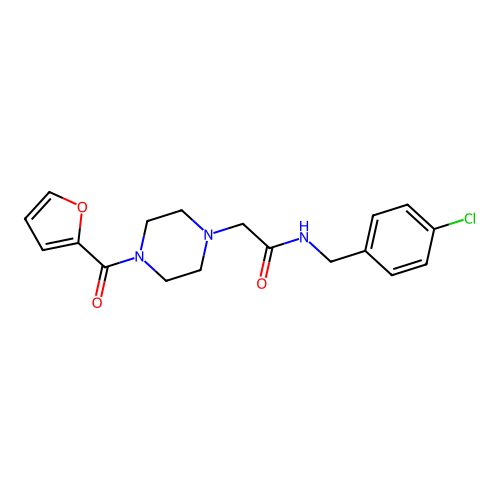 N-[(4-chlorophenyl)methyl]-2-[4-(furan-2-carbonyl)piperazin-1-yl]acetamide structure