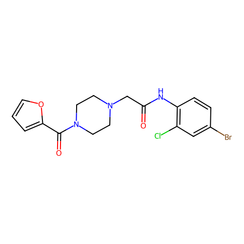 N-(4-bromo-2-chlorophenyl)-2-[4-(furan-2-carbonyl)piperazin-1-yl]acetamide structure