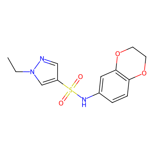 N-(2,3-dihydro-1,4-benzodioxin-6-yl)-1-ethyl-1H-pyrazole-4-sulfonamide structure
