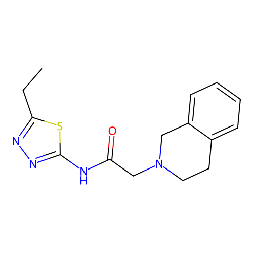 2-(3,4-dihydro-1H-isoquinolin-2-yl)-N-(5-ethyl-1,3,4-thiadiazol-2-yl)acetamide structure