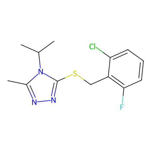 3-[(2-chloro-6-fluorophenyl)methylsulfanyl]-5-methyl-4-propan-2-yl-1,2,4-triazole structure
