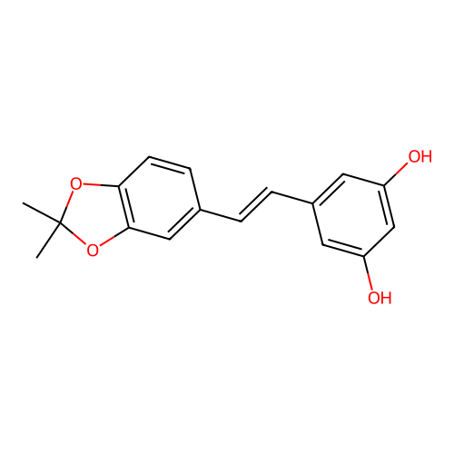 3,4-O-isopropylidene-3,3',4,5'-tetrahydroxystilbene structure