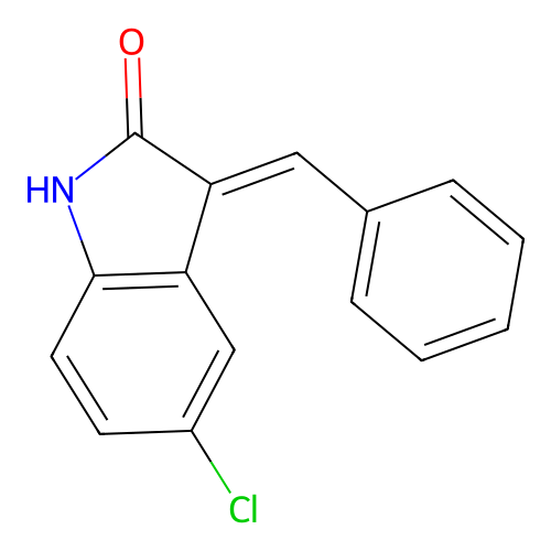 5-chloro-3-(phenylmethylidene)-2,3-dihydro-1H-indol-2-one structure