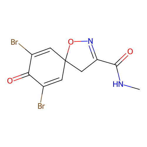 1-Oxa-2-azaspiro(4.5)deca-2,6,9-triene-3-carboxamide, 7,9-dibromo-N-methyl-8-oxo- structure