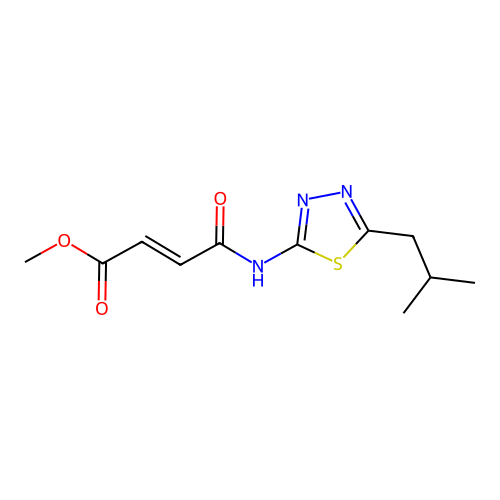 2-Butenoic acid, 4-((5-(2-methylpropyl)-1,3,4-thiadiazol-2-yl)amino)-4-oxo-, methyl ester structure