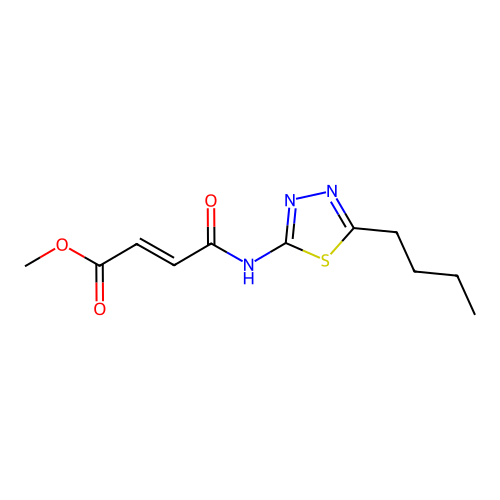 2-Butenoic acid, 4-((5-butyl-1,2,4-thiadiazol-2-yl)amino)-4-oxo-, methyl ester structure