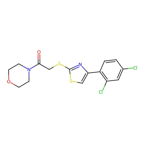 2-((4-(2,4-Dichlorophenyl)thiazol-2-yl)thio)-1-morpholinoethanone structure