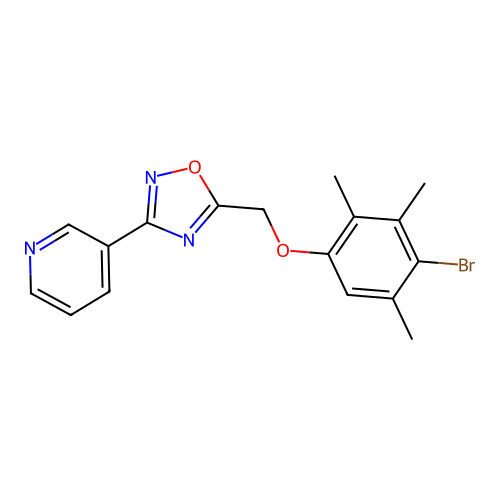 5-[(4-Bromo-2,3,5-trimethylphenoxy)methyl]-3-pyridin-3-yl-1,2,4-oxadiazole structure