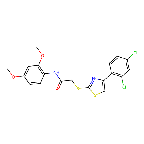 2-{[4-(2,4-dichlorophenyl)-1,3-thiazol-2-yl]sulfanyl}-N-(2,4-dimethoxyphenyl)acetamide structure
