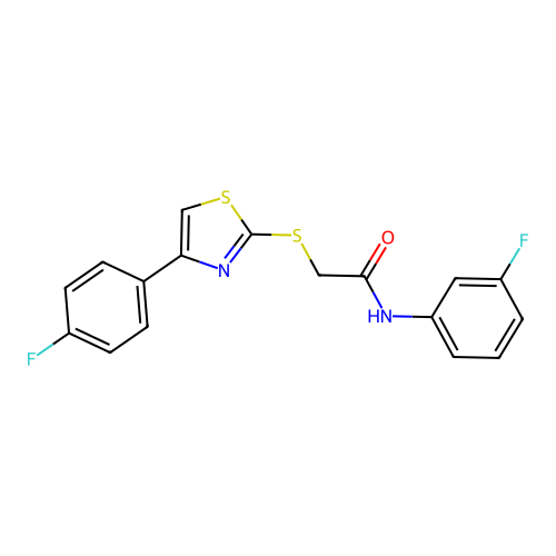N-(3-Fluorophenyl)-2-[[4-(4-fluorophenyl)-2-thiazolyl]thio]acetamide structure