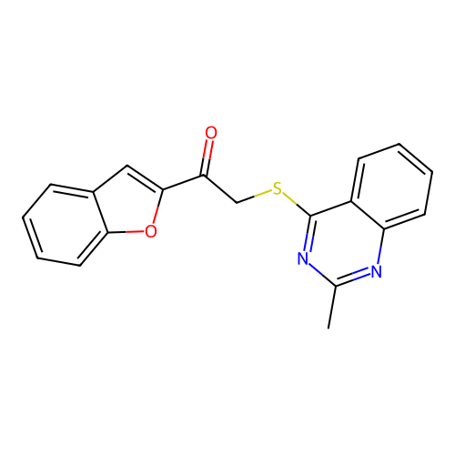1-(2-Benzofuranyl)-2-[(2-methyl-4-quinazolinyl)thio]ethanone structure