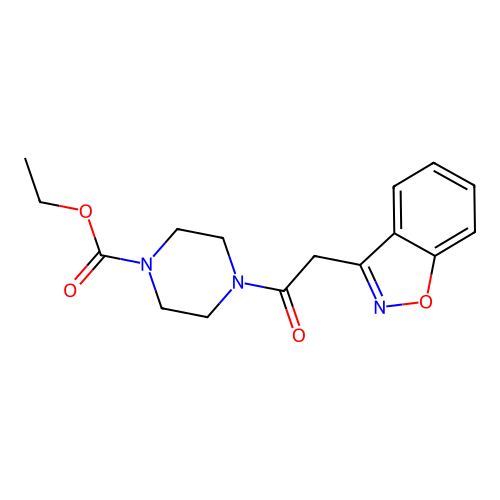Ethyl 4-[2-(1,2-benzoxazol-3-yl)acetyl]piperazine-1-carboxylate structure