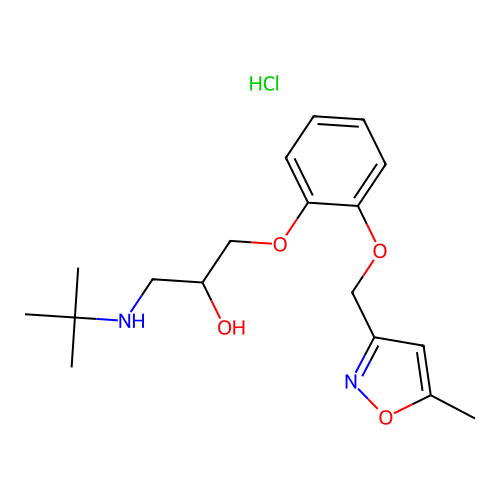 2-Propanol, 3-(tert-butylamino)-1-(o-((5-methyl-3-isoxazolyl)methoxy)phenoxy)-, hydrochloride structure