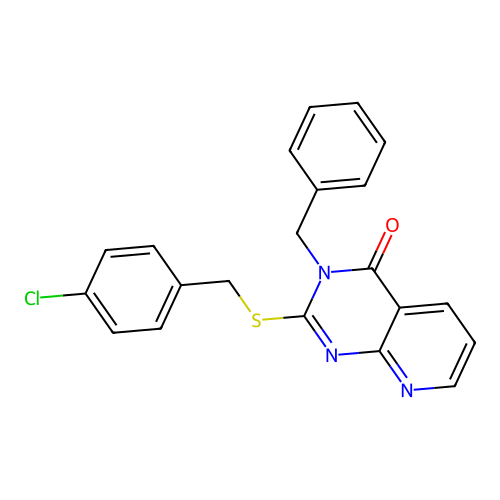 3-Benzyl-2-[(4-chlorophenyl)methylsulfanyl]pyrido[2,3-d]pyrimidin-4-one structure