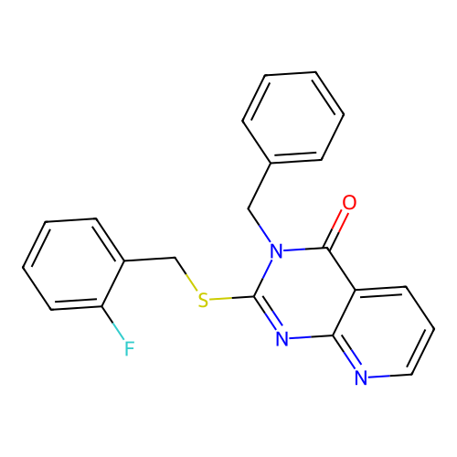 3-Benzyl-2-[(2-fluorophenyl)methylsulfanyl]pyrido[2,3-d]pyrimidin-4-one structure