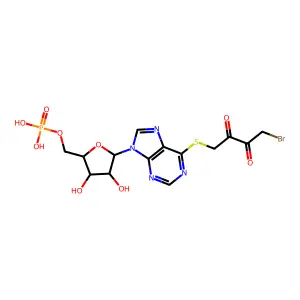 6-(6-(4-Bromo-2,3-dioxobutyl)thio)deaminoadenosine 5'-monophosphate structure