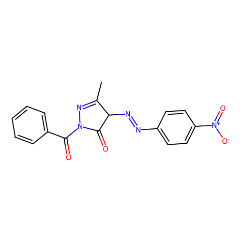 2-benzoyl-5-methyl-4-[(4-nitrophenyl)diazenyl]-4H-pyrazol-3-one structure