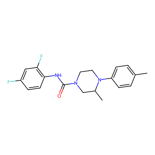 N-(2,4-difluorophenyl)-3-methyl-4-(4-methylphenyl)piperazine-1-carboxamide structure