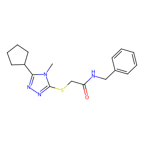 N-benzyl-2-[(5-cyclopentyl-4-methyl-1,2,4-triazol-3-yl)sulfanyl]acetamide structure