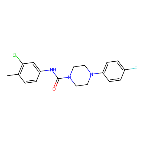 N-(3-chloro-4-methylphenyl)-4-(4-fluorophenyl)piperazine-1-carboxamide structure