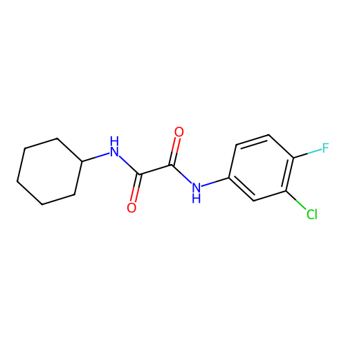 N'-(3-chloro-4-fluorophenyl)-N-cyclohexyloxamide structure