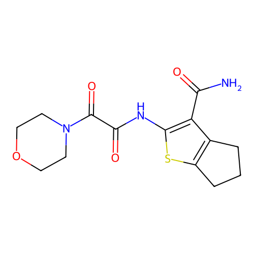 2-(2-morpholino-2-oxoacetamido)-5,6-dihydro-4H-cyclopenta[b]thiophene-3-carboxamide structure