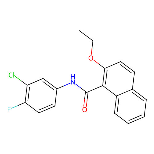 N-(3-chloro-4-fluorophenyl)-2-ethoxy-1-naphthamide structure