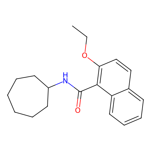 N-cycloheptyl-2-ethoxy-1-naphthamide structure