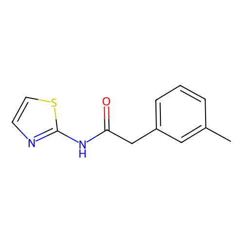 2-(3-methylphenyl)-N-(1,3-thiazol-2-yl)acetamide structure