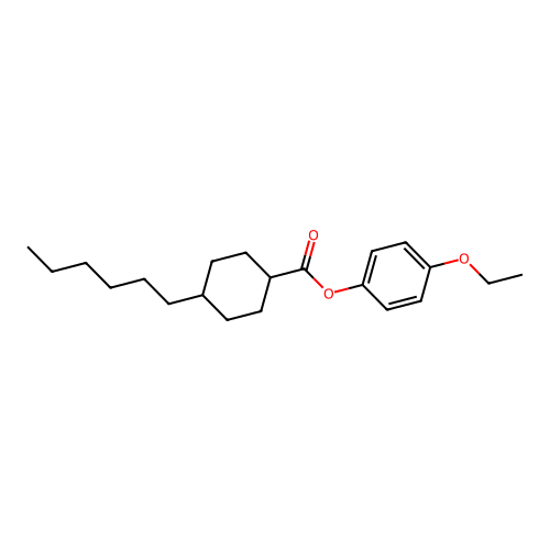 Cyclohexanecarboxylic acid, 4-hexyl-, 4-ethoxyphenyl ester, trans- structure