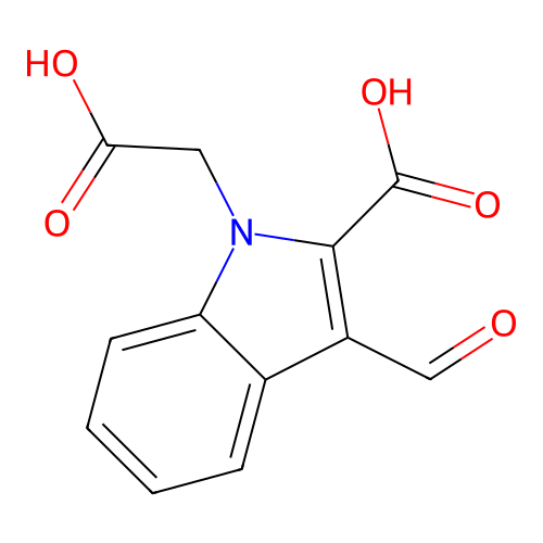 1-(carboxymethyl)-3-formyl-1H-indole-2-carboxylic acid structure