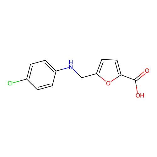5-{[(4-Chlorophenyl)amino]methyl}furan-2-carboxylic acid structure