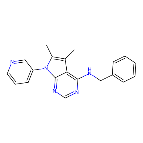 N-benzyl-5,6-dimethyl-7-pyridin-3-ylpyrrolo[2,3-d]pyrimidin-4-amine structure