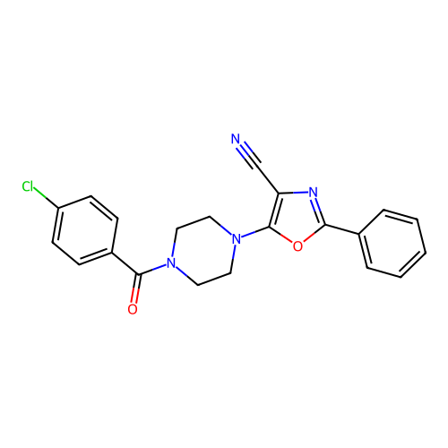 5-[4-(4-Chlorobenzoyl)piperazin-1-yl]-2-phenyl-1,3-oxazole-4-carbonitrile structure