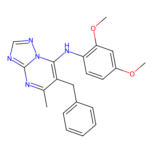 6-benzyl-N-(2,4-dimethoxyphenyl)-5-methyl-[1,2,4]triazolo[1,5-a]pyrimidin-7-amine structure