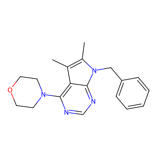 7-benzyl-5,6-dimethyl-4-(morpholin-4-yl)-7H-pyrrolo[2,3-d]pyrimidine structure