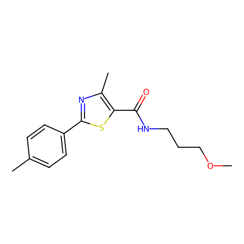 N-(3-methoxypropyl)-4-methyl-2-(4-methylphenyl)-1,3-thiazole-5-carboxamide structure