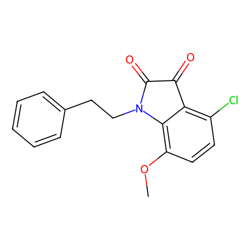 4-chloro-7-methoxy-1-(2-phenylethyl)-1H-indole-2,3-dione structure