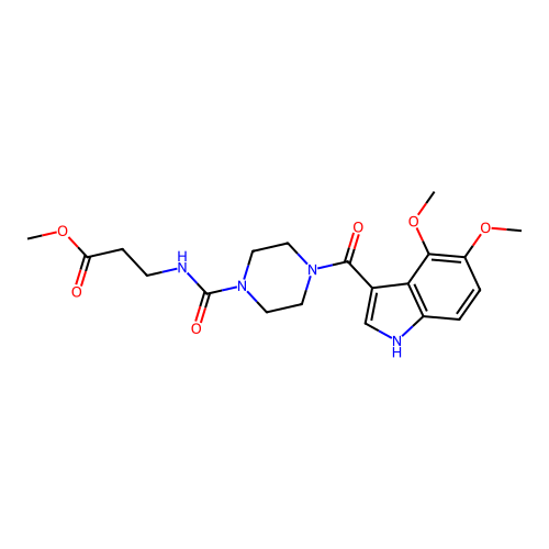 methyl 3-(4-(4,5-dimethoxy-1H-indole-3-carbonyl)piperazine-1-carboxamido)propanoate structure