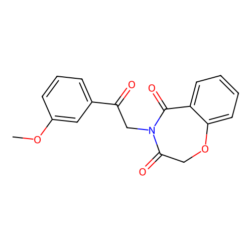 4-[2-(3-methoxyphenyl)-2-oxoethyl]-1,4-benzoxazepine-3,5(2H,4H)-dione structure
