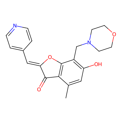 (Z)-6-hydroxy-4-methyl-7-(morpholinomethyl)-2-(pyridin-4-ylmethylene)benzofuran-3(2H)-one structure