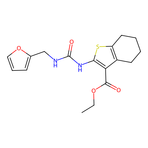 ethyl 2-(3-(furan-2-ylmethyl)ureido)-4,5,6,7-tetrahydrobenzo[b]thiophene-3-carboxylate structure