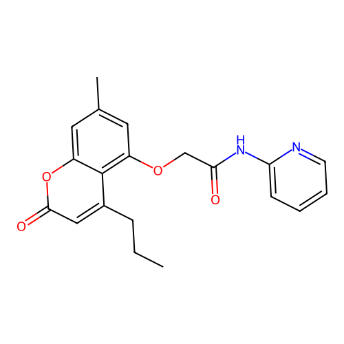 2-(7-methyl-2-oxo-4-propylchromen-5-yl)oxy-N-pyridin-2-ylacetamide structure