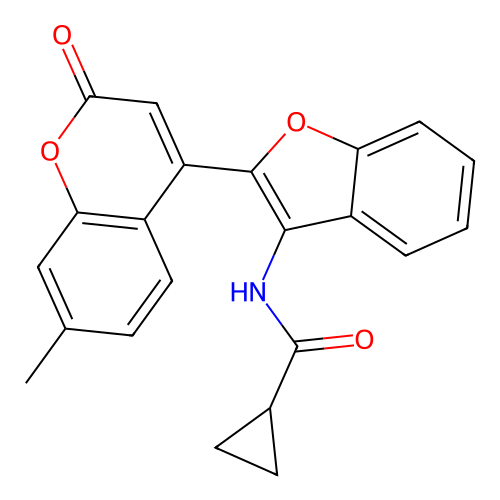 N-[2-(7-methyl-2-oxo-2H-chromen-4-yl)-1-benzofuran-3-yl]cyclopropanecarboxamide structure