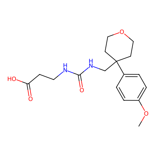 N-({[4-(4-methoxyphenyl)tetrahydro-2H-pyran-4-yl]methyl}carbamoyl)-beta-alanine structure