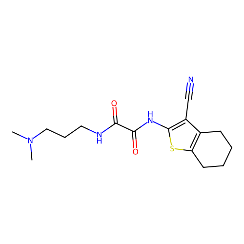 N'-(3-cyano-4,5,6,7-tetrahydro-1-benzothiophen-2-yl)-N-[3-(dimethylamino)propyl]oxamide structure