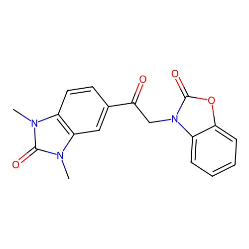 3-[2-(1,3-dimethyl-2-oxo-2,3-dihydro-1H-benzimidazol-5-yl)-2-oxoethyl]-1,3-benzoxazol-2(3H)-one structure
