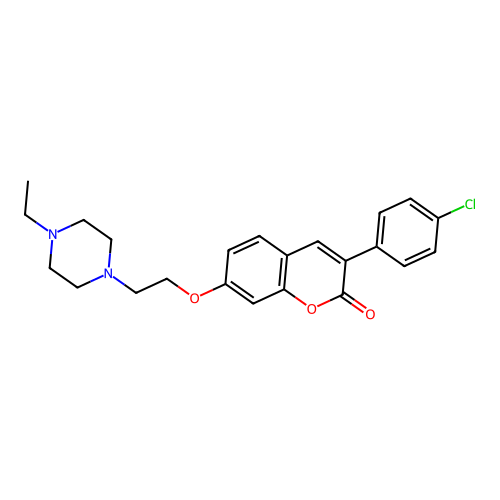 3-(4-chlorophenyl)-7-(2-(4-ethylpiperazin-1-yl)ethoxy)-2H-chromen-2-one structure