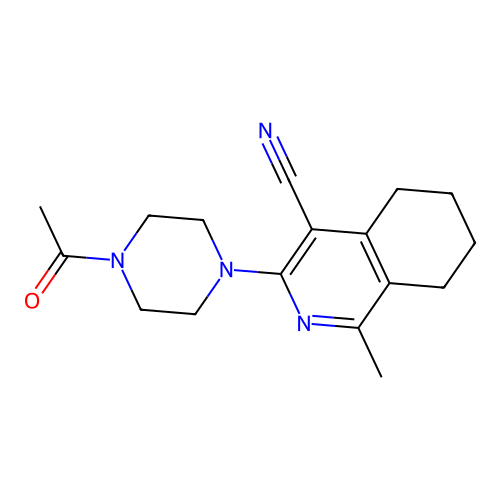 3-(4-acetylpiperazin-1-yl)-1-methyl-5,6,7,8-tetrahydroisoquinoline-4-carbonitrile structure